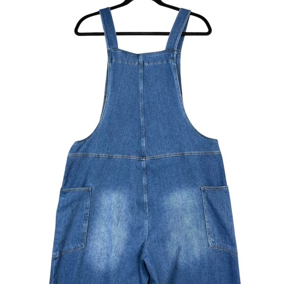 Halara Women’s Flex Denim Overalls Jumpsuit Size Medium Blue Washed Stretch NWT - Picture 5 of 10